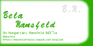 bela mansfeld business card